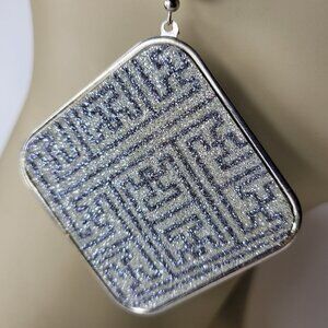 Silver Square Hook Earrings